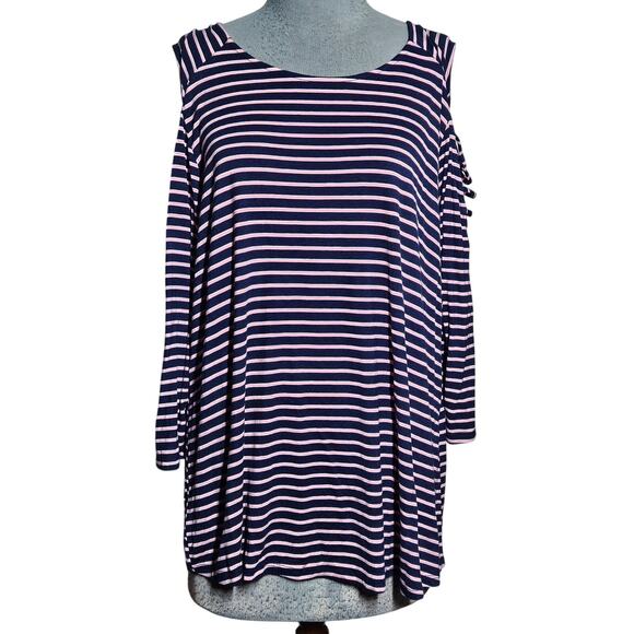 Stripped Open Shoulder Tee Size XXL - Picture 1 of 4
